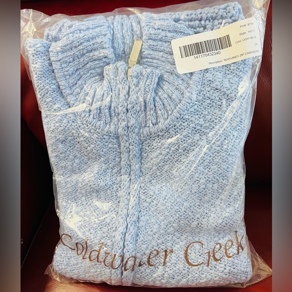 Coldwater Creek 🆕 2X Cotton Textured blue zip cardigan new in original package - Picture 5 of 10